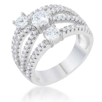 Beatrice Three Rows CZ Wide Band Ring | 1.8ct