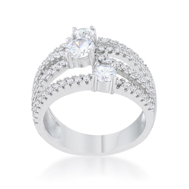 Beatrice Three Rows CZ Wide Band Ring | 1.8ct