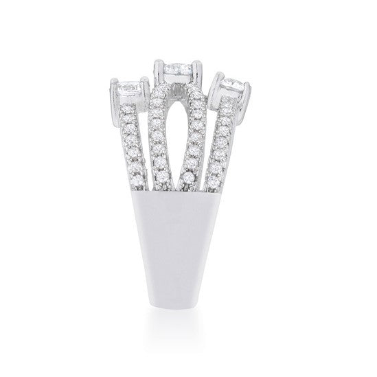 Beatrice Three Rows CZ Wide Band Ring | 1.8ct