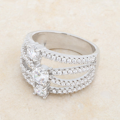 Beatrice Three Rows CZ Wide Band Ring | 1.8ct