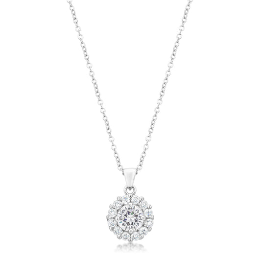 Belle Clear Round Halo Pendant | 3.2ct