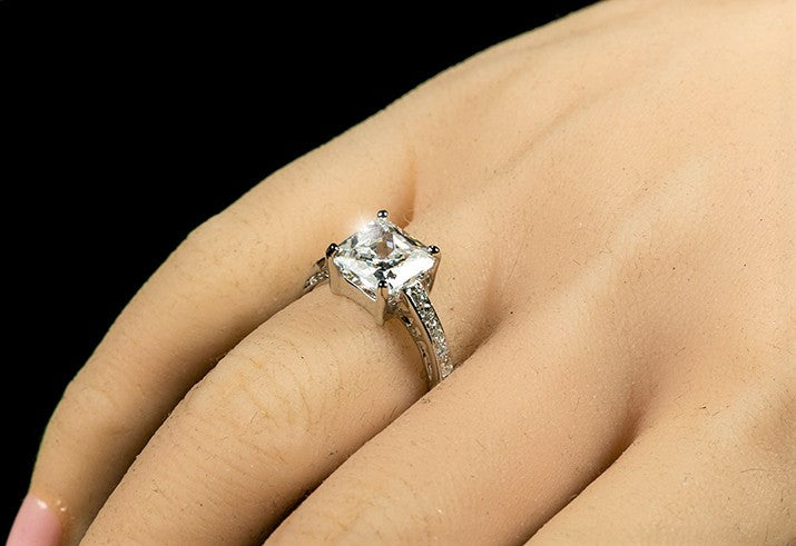 Barrie 8mm Princess CZ Engagement Ring | 3ct | Sterling Silver