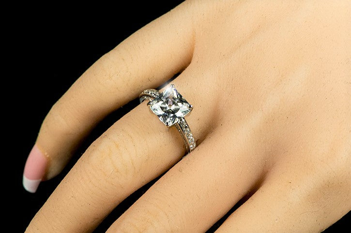 Barrie 8mm Princess CZ Engagement Ring | 3ct | Sterling Silver