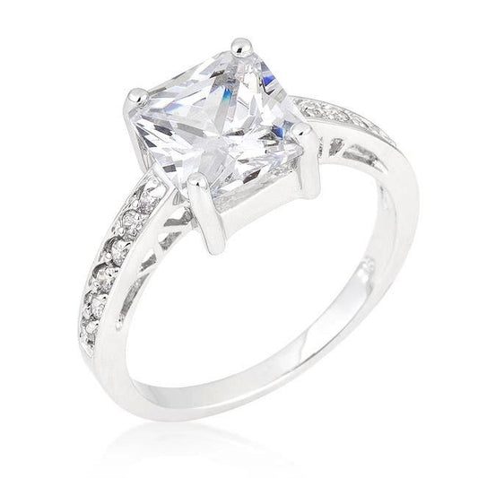 Barrie 8mm Princess CZ Engagement Ring | 3ct | Sterling Silver