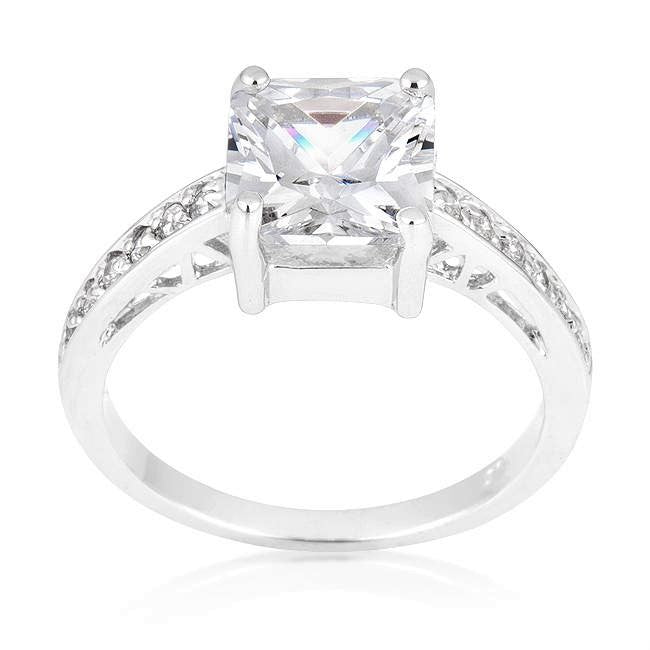 Barrie 8mm Princess CZ Engagement Ring | 3ct | Sterling Silver