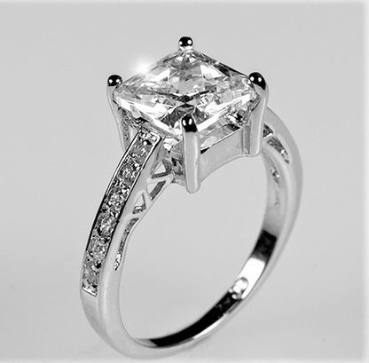 Barrie 8mm Princess CZ Engagement Ring | 3ct | Sterling Silver