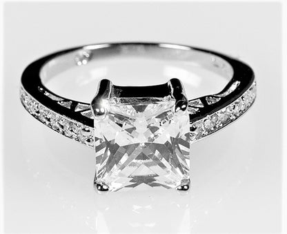 Barrie 8mm Princess CZ Engagement Ring | 3ct | Sterling Silver