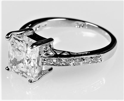 Barrie 8mm Princess CZ Engagement Ring | 3ct | Sterling Silver