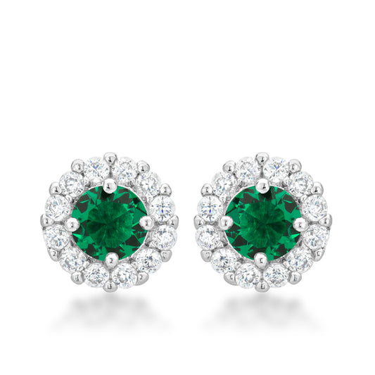 Belle Emerald Green Halo Stud Earrings | 2ct