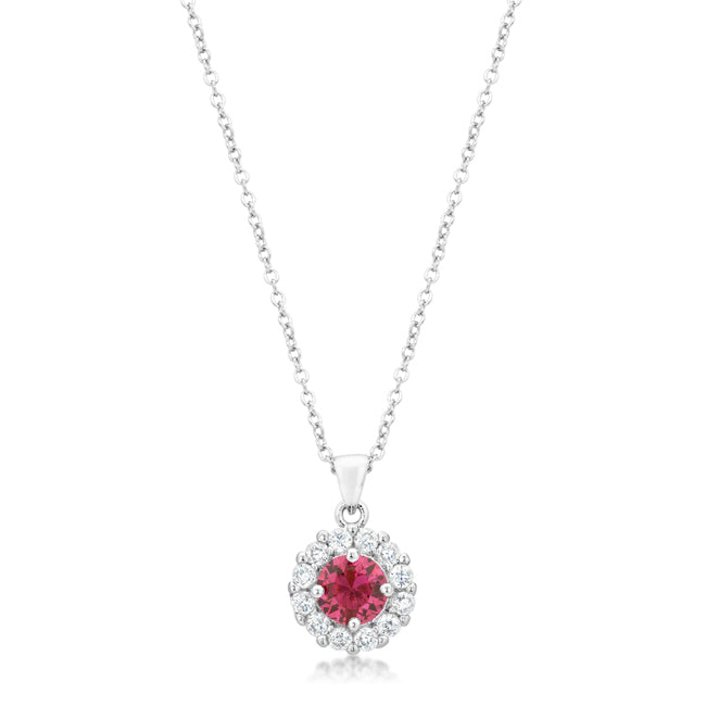 Belle Pink Rose Round Halo Pendant | 3.2ct