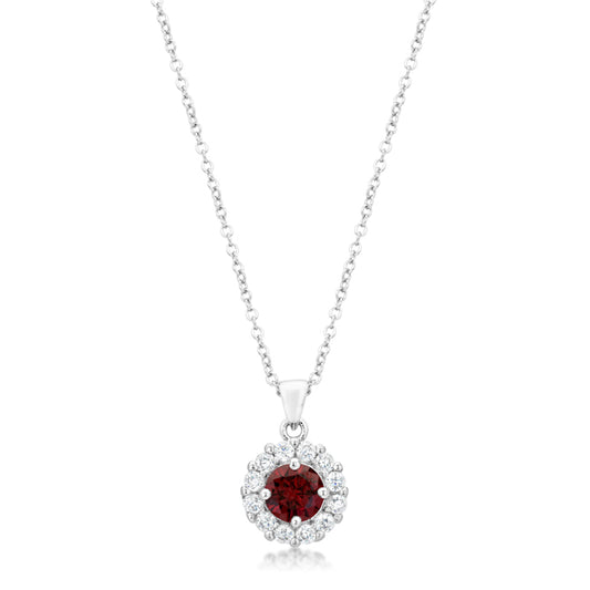 Belle Garnet Red Round Halo Pendant | 3.2ct