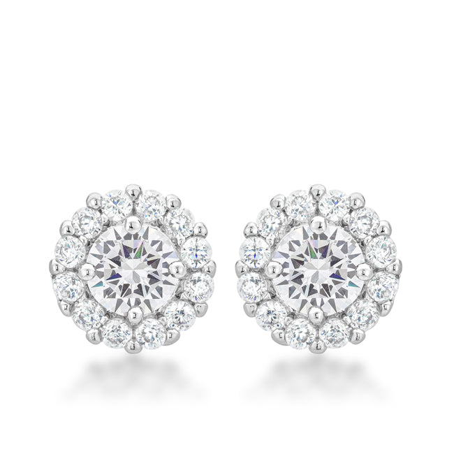 Belle 6mm Round CZ Halo Stud Earrings | .84ct | 2ct