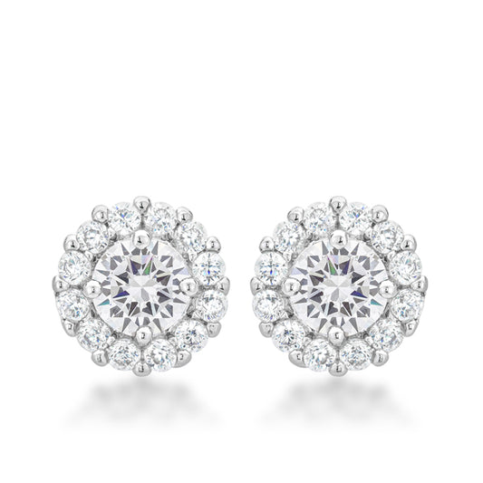 Belle 6mm Round CZ Halo Stud Earrings | .84ct | 2ct