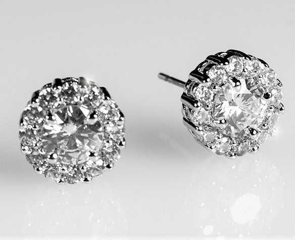 Belle 6mm Round CZ Halo Stud Earrings | .84ct | 2ct