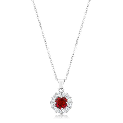 Belle Ruby Red Round  Halo Pendant | 3.2ct