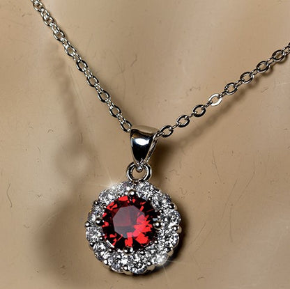 Belle Ruby Red Round  Halo Pendant | 3.2ct