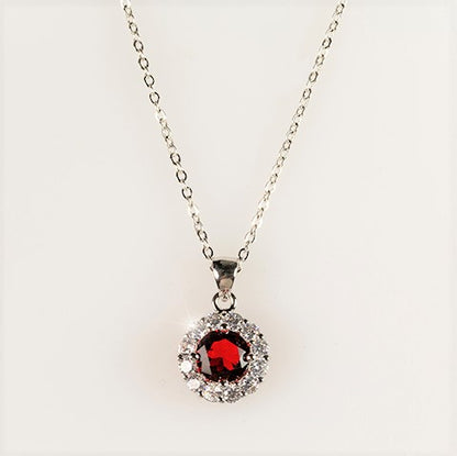 Belle Ruby Red Round  Halo Pendant | 3.2ct