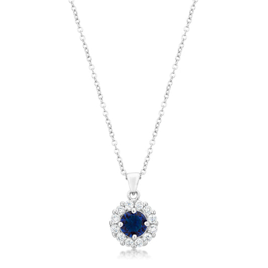 Belle Sapphire Blue Round  Halo Pendant | 3.2ct