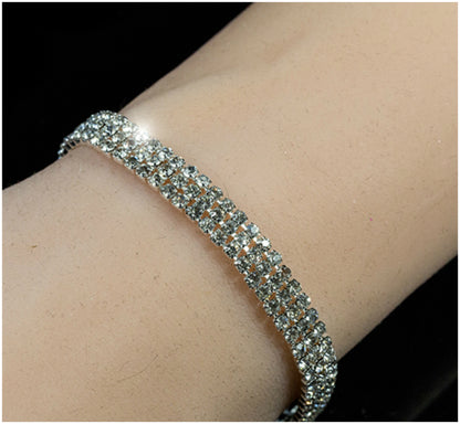 Tesse Three Rows Tennis Bracelet | Rhinestone