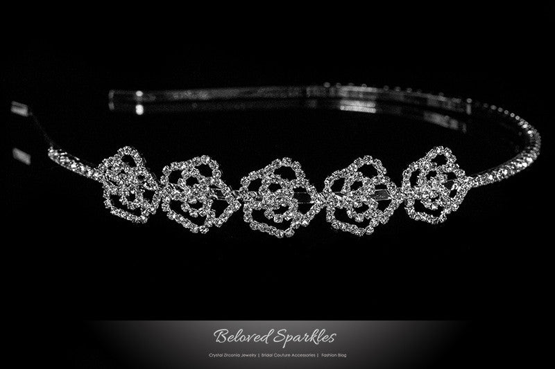 Loraine Petite Rose Rinestone Cluster Headband | Rhinestone - Beloved Sparkles
 - 1