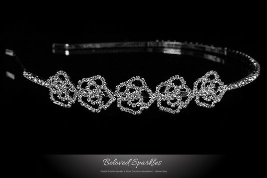 Loraine Petite Rose Rinestone Cluster Headband | Rhinestone - Beloved Sparkles
 - 1