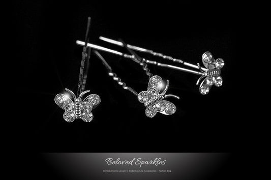 Trina Butterfly Hair Stick Pin | Rhinestone - Beloved Sparkles
