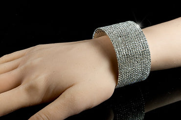 Roselle Wavy Stretch Rhinestone Cuff Bracelet