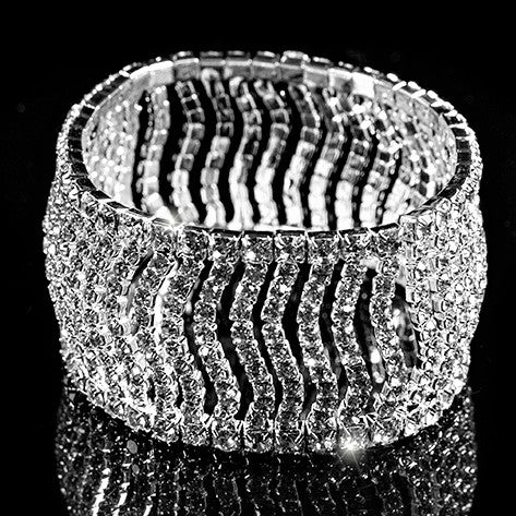 Roselle Wavy Stretch Rhinestone Cuff Bracelet