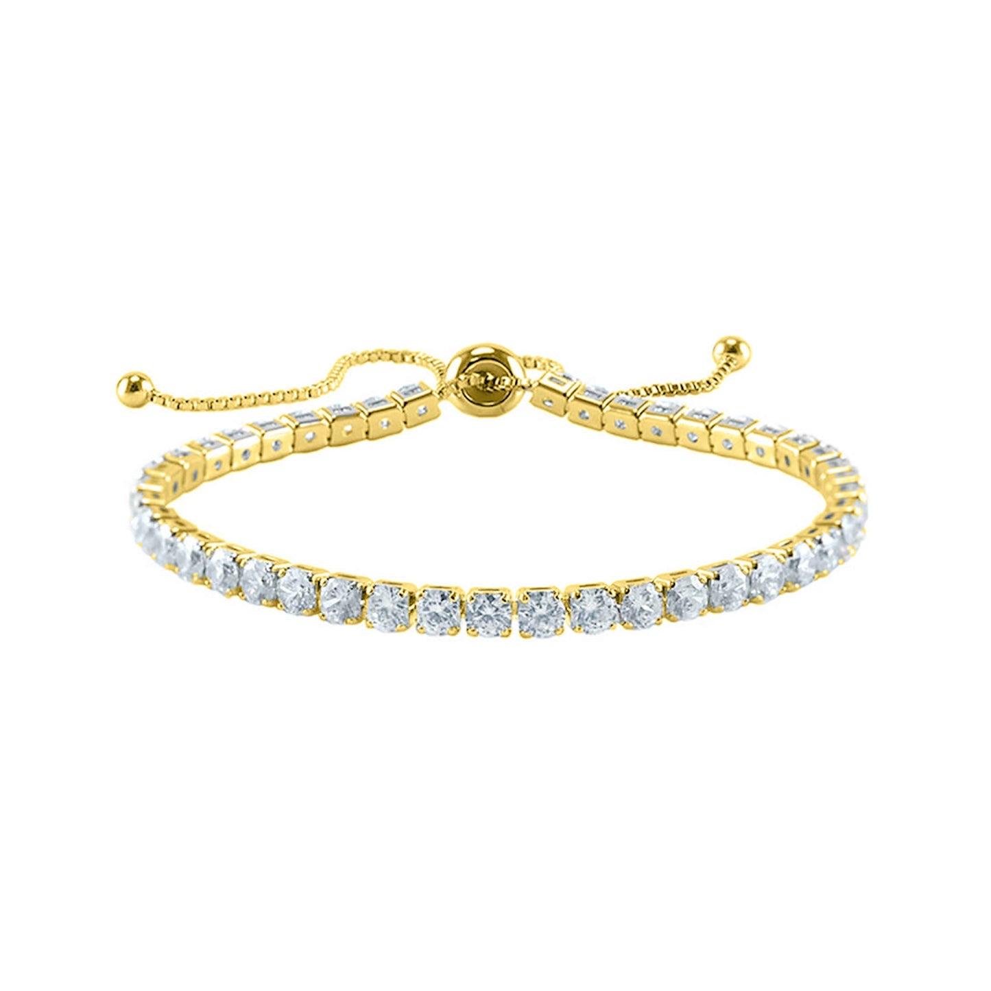 Beth Round CZ Gold Tennis Slider Bracelet | 10ct