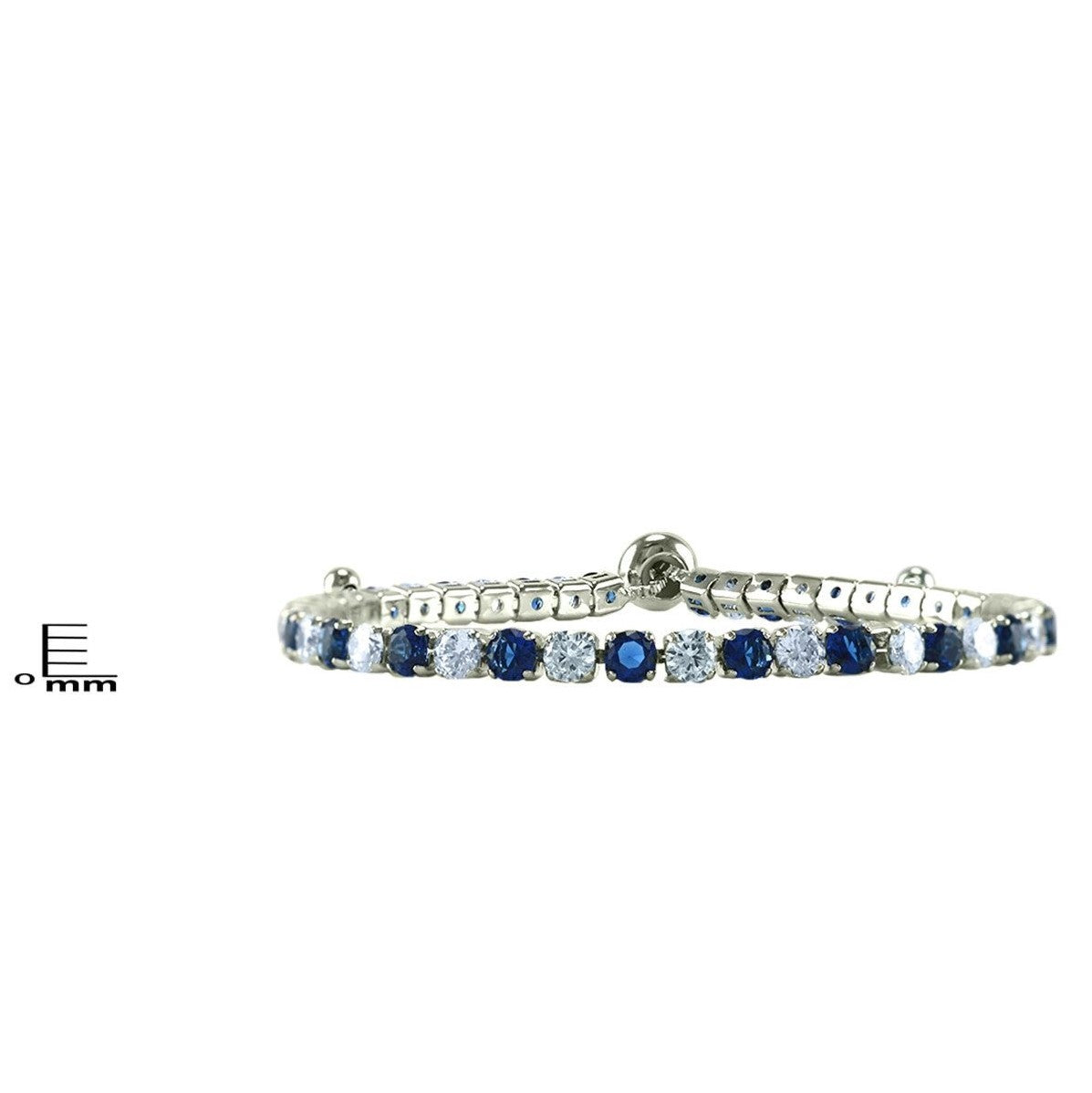 Beth Sapphire CZ Silver Tennis Bolo Bracelet | 10ct