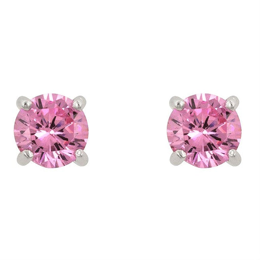 Blossom Pink Round Stud Earrings – 6.25mm | 0.95ct | Sterling Silver