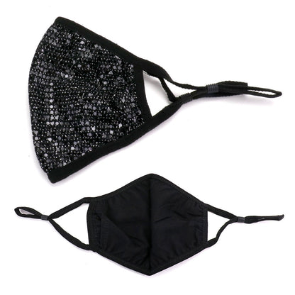 Brina Black Sequin Black Face Mask