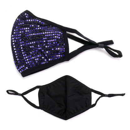 Brina Blue Sequin Black Face Mask