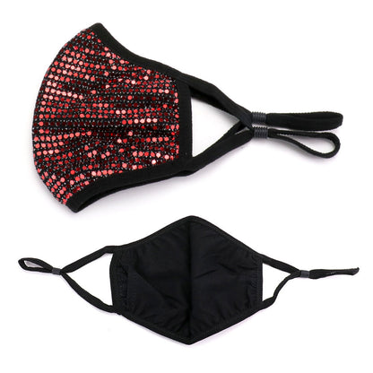 Brina Red Sequin Black Face Mask