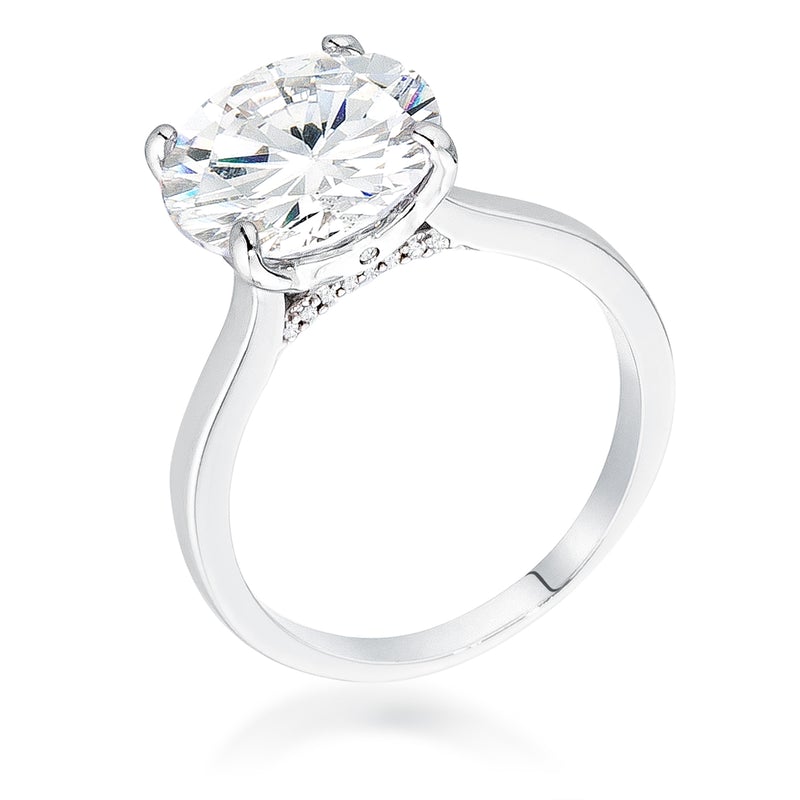 Britney 11mm Round CZ Solitaire Engagement Ring | 5ct