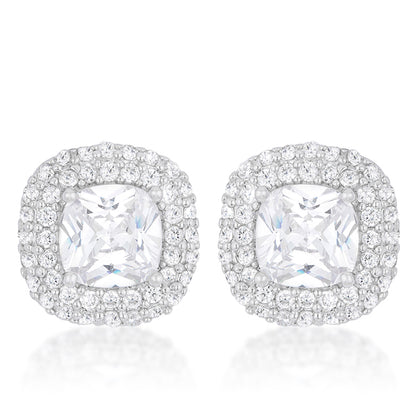 Burke Cushion Double Halo Stud Earrings | 4.5ct