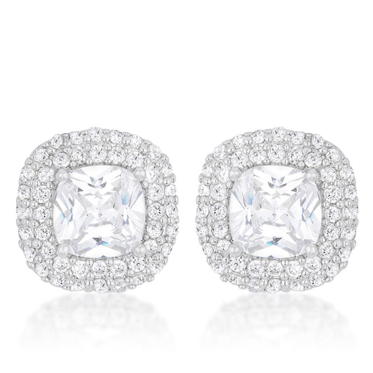 Burke Cushion Double Halo Stud Earrings | 4.5ct