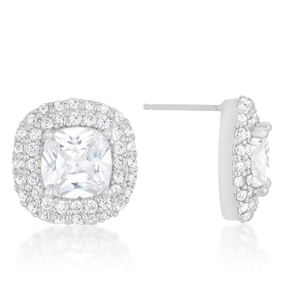 Burke Cushion Double Halo Stud Earrings | 4.5ct