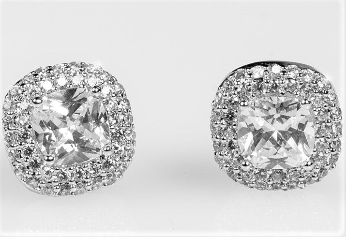 Burke Cushion Double Halo Stud Earrings | 4.5ct