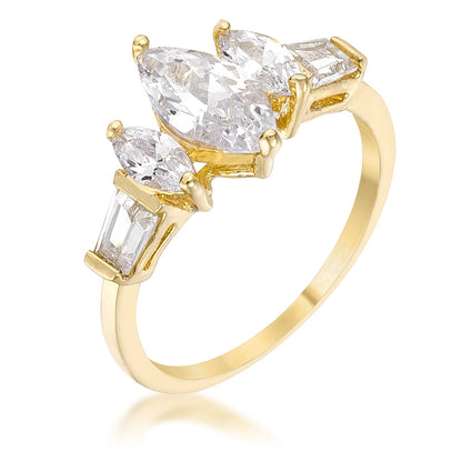 Burke Marquise Three Stone Engagement Ring | 2.5ct | 18k Gold