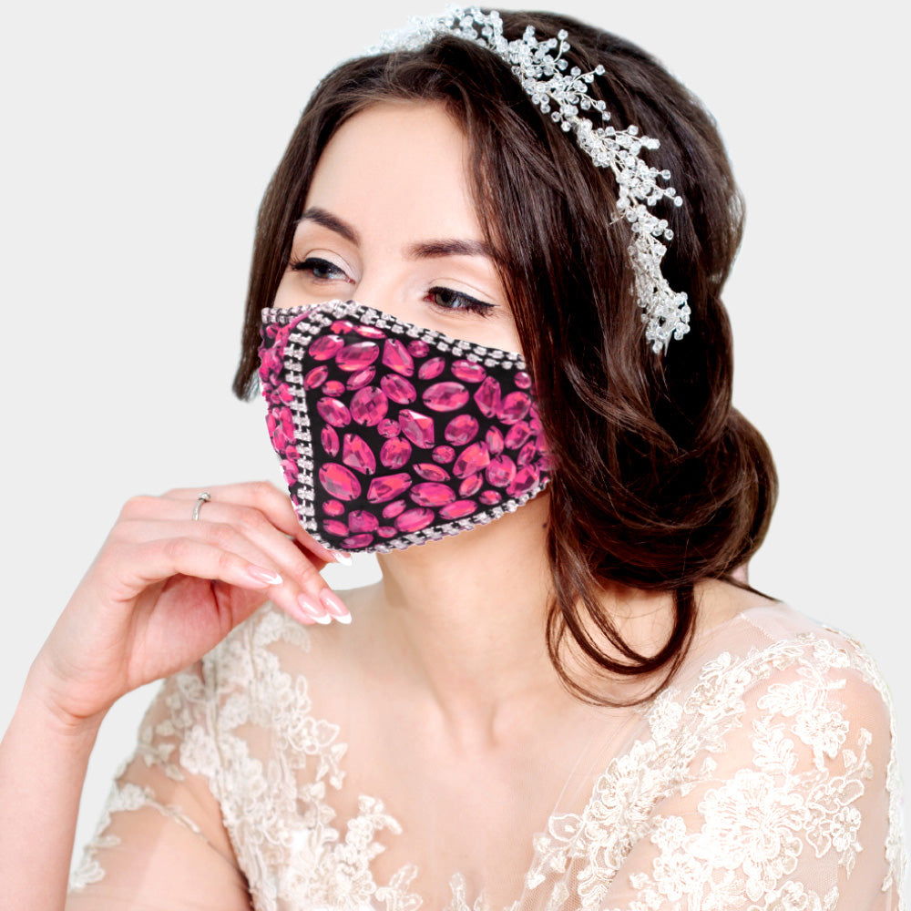 Cait Pink Multi Stone Embellished Fashion Mask