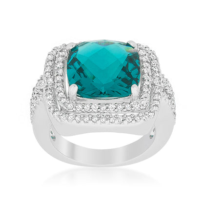 Candy 5ct Faceted Aqua Halo Cocktail Ring | 7ct