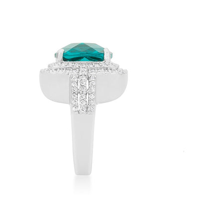 Candy 5ct Faceted Aqua Halo Cocktail Ring | 7ct