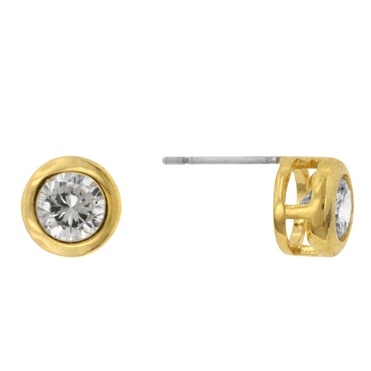 Carol Round Goldtone Bezel Stud Earrings – 5.5mm | 0.66ct