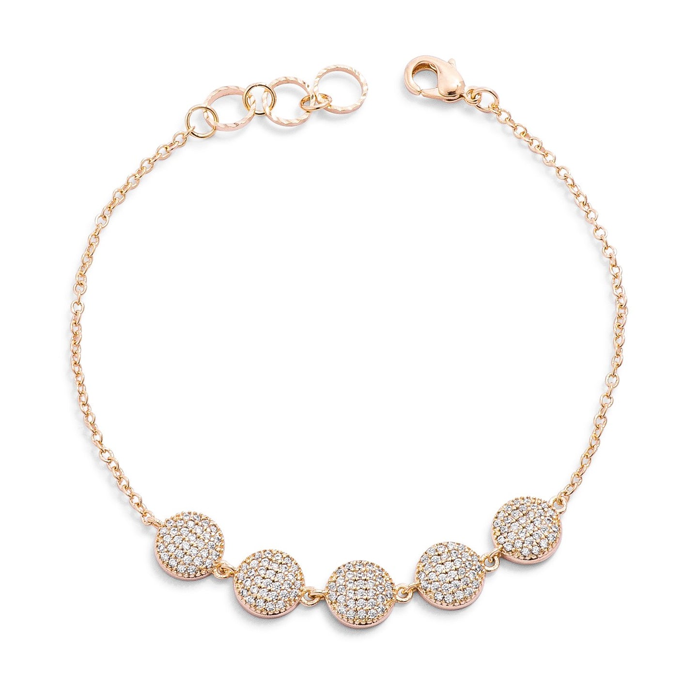 Carol CZ Dome Charm Gold Bracelet | 7in