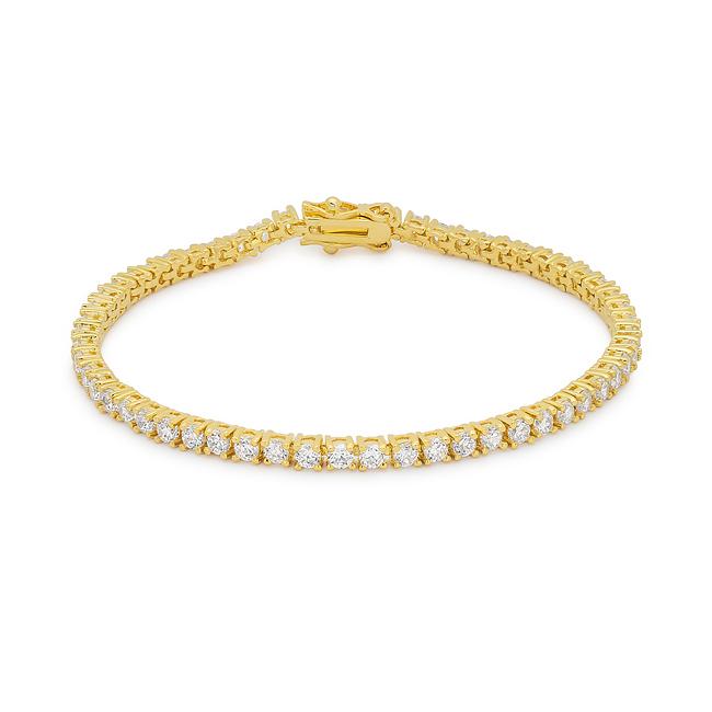 Cassidy Clear Round Gold Tennis Bracelet – 7in | 10ct