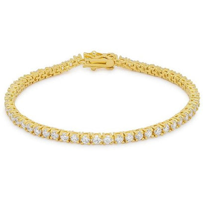 Cassidy Clear Round Gold Tennis Bracelet – 8in | 10ct