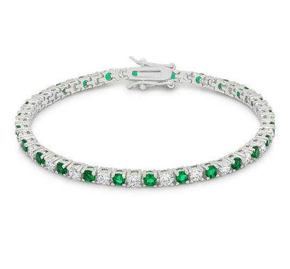 Cassidy Emerald and Clear Round  CZ Tennis Bracelet – 7in | 10ct