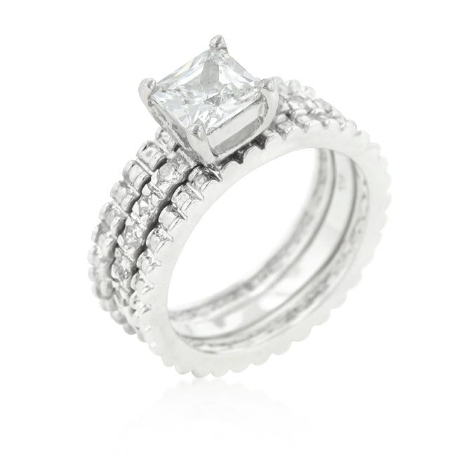 Charla 1ct Princess CZ Engagement Triple Ring Set | 1.5ct