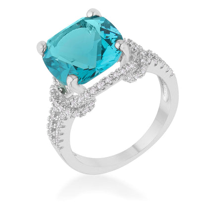 Charlene Aqua Blue Silver Statement Ring | 9ct